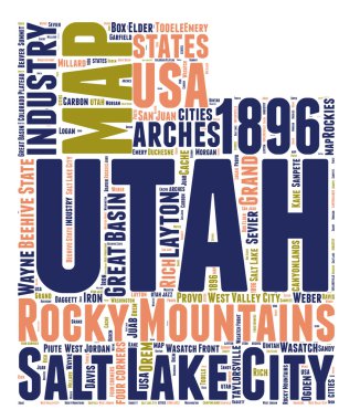 Utah Usa durum etiketi haritası vektör illüstrasyonuName