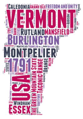 Vermont ABD eyaleti harita vektör bulut illüstrasyonu