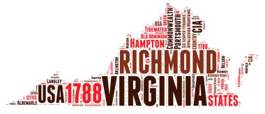 Virginia USA state map vector tag cloud illustration