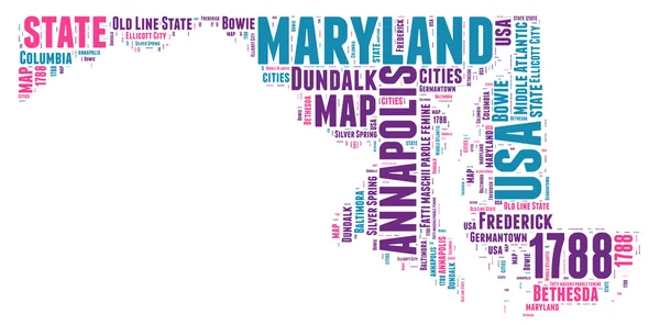 Maryland ABD devlet harita vektör tag cloud illüstrasyon