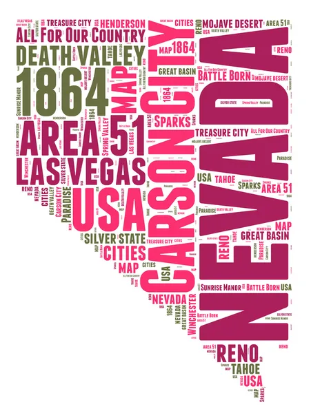 Nevada EE.UU. mapa estatal vector etiqueta nube ilustración — Archivo Imágenes Vectoriales