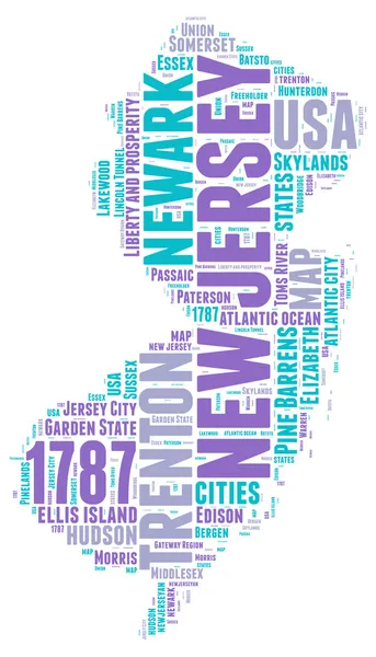 New Jersey ABD eyalet haritası vektör etiketi illüstrasyonu