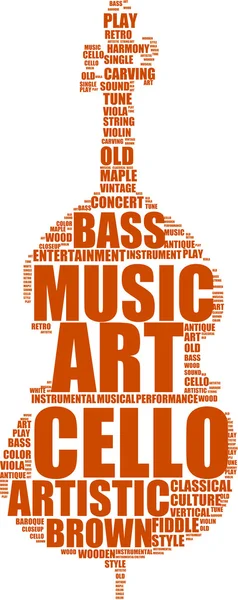 Cello shaped tag cloud — Stock Vector