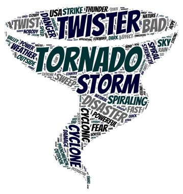 Tornado piktogram tag cloud vektör çizim