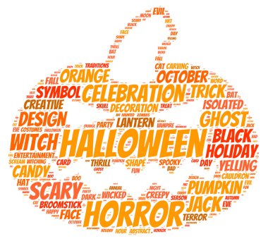 Cadılar Bayramı Balkabağı tag cloud vektör çizim