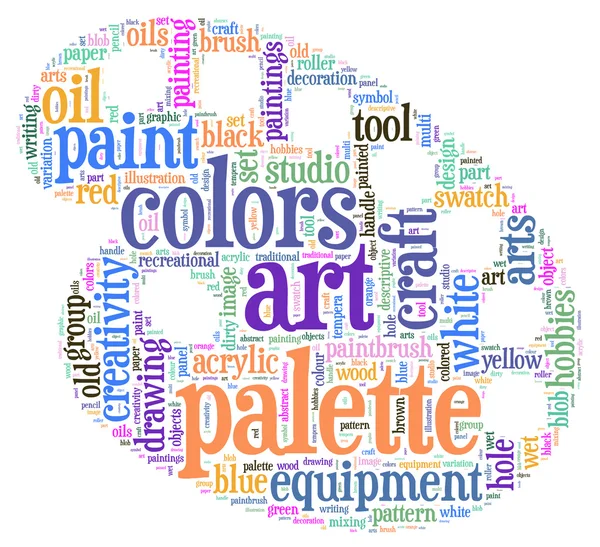 Painter palette tag cloud vector illustration — Stock Vector