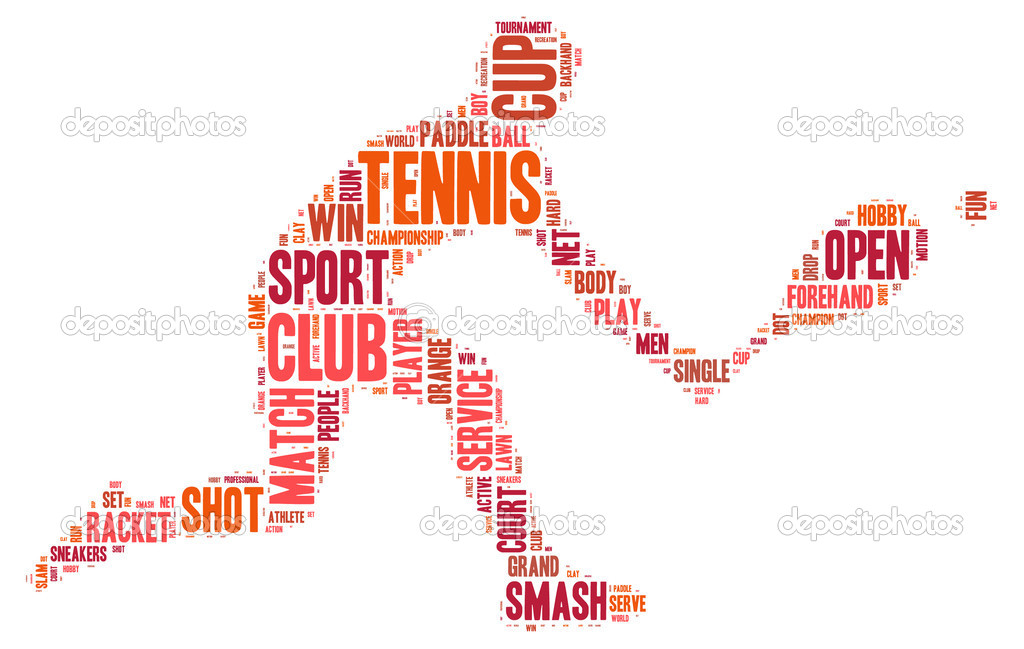 Tennis shot tag cloud vector silhouette