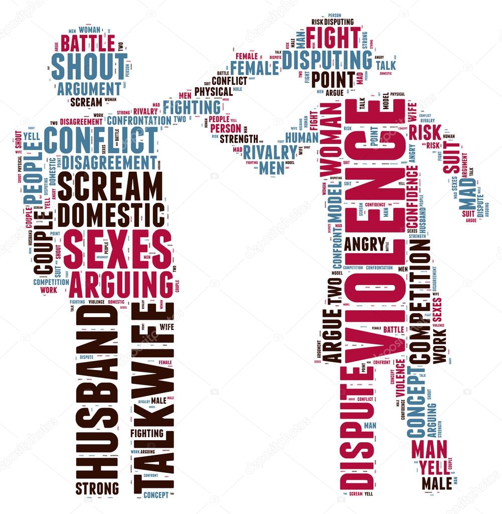Domestic violence pictogram tag cloud vector illustration