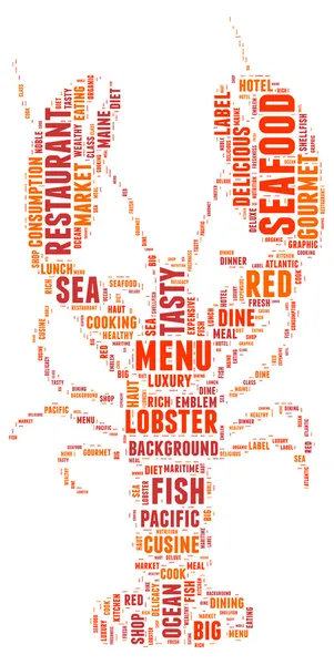 Lobster silhouette tag cloud vector illustration — Stock Vector