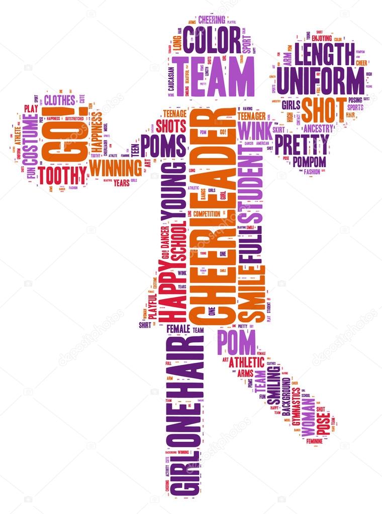 Cheerleader pictogram tag cloud vector illustration