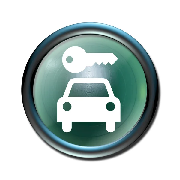 Verhuur auto pictogram 3D-pictogram knop — Stockfoto