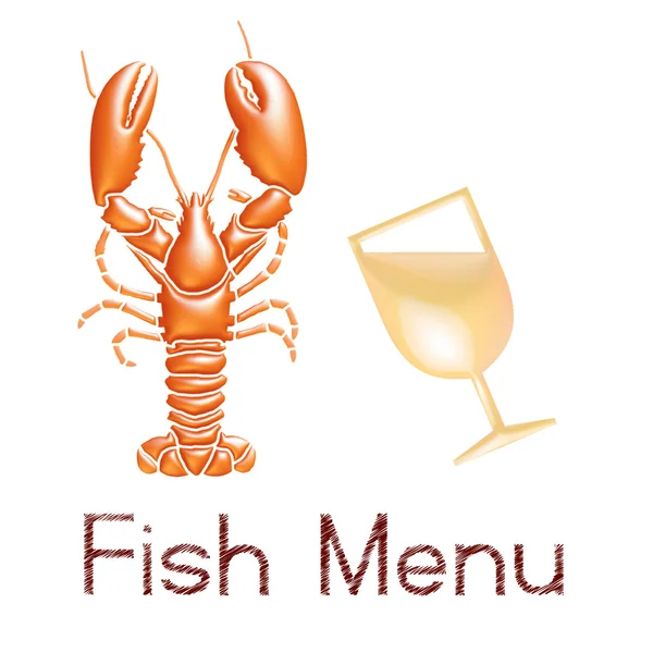 Istakoz ve şarap ile deniz ürünleri menü simgesi — Stok fotoğraf