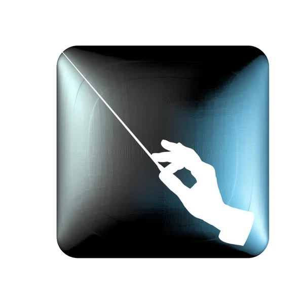 A concert conductor's hand with a baton - 3d icon button — Stock Photo, Image