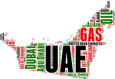 UAE vector map tag cloud illustration clipart