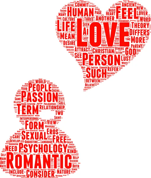 Pictogramme d'amour vectoriel tag cloud concept — Image vectorielle