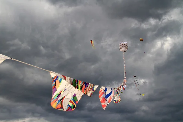 Aquilone che vola in un cielo nuvoloso — Foto Stock