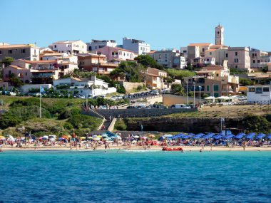 View of Santa Teresa di Gallura town from the sea clipart