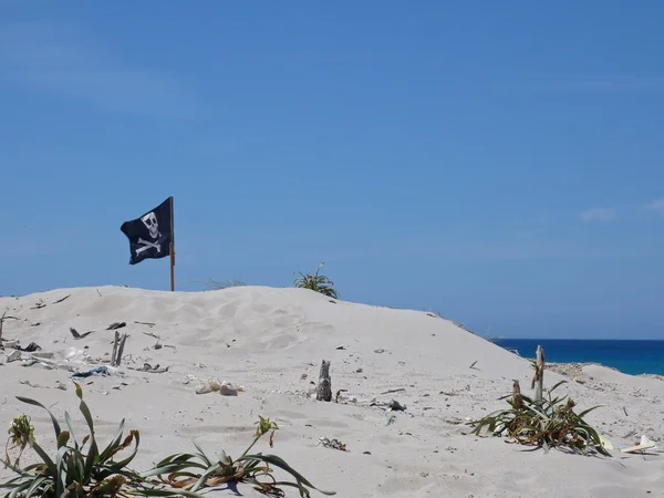 Piratenflagge an einem Strand — Stockfoto