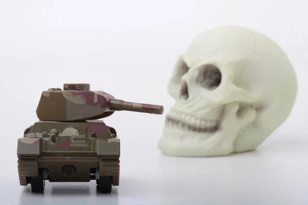 War Tank Human Skull — Stock Photo, Image