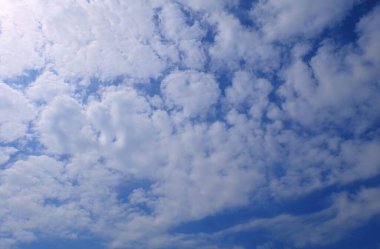 Arka plan deseni, metin kopyalama yeri olan küçük beyaz bulutlar ile yaz mavi gökyüzü dekore edilmiş.