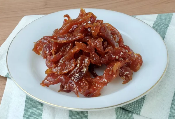 Utsökt Nötkött Jerky Eller Deep Fried Marinated Beef — Stockfoto