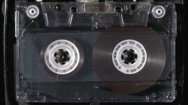Audio cassette rewind or fastfoward from beginning to end — Stock Video