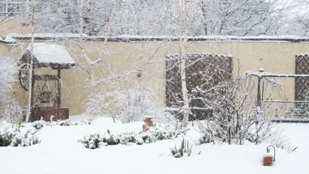 Winterszene im Hinterhof — Stockvideo