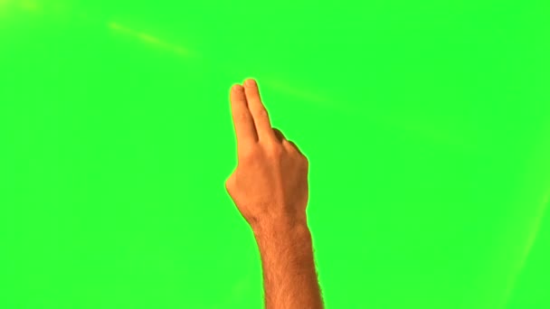 Touchscreen gestures - male hand - green screen and alpha matte — Stock Video