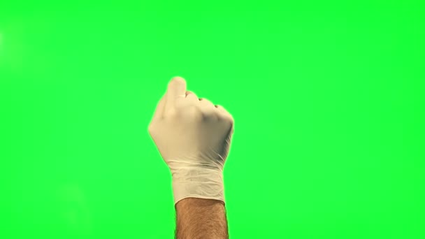 18 Gestos de pantalla táctil - mano masculina con guantes quirúrgicos — Vídeo de stock