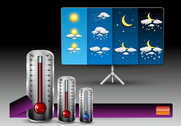 Set illustrazione meteo con termometro — Vettoriale Stock