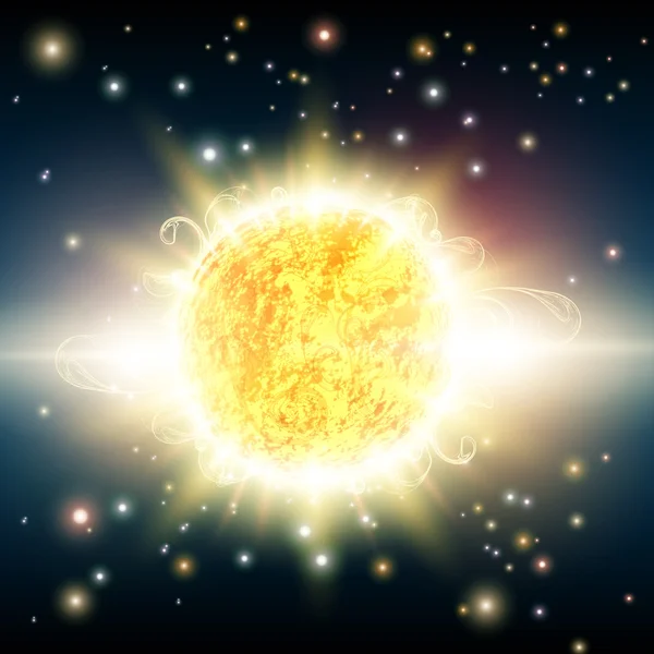 詳細なベクトル太陽の図 — ストックベクタ