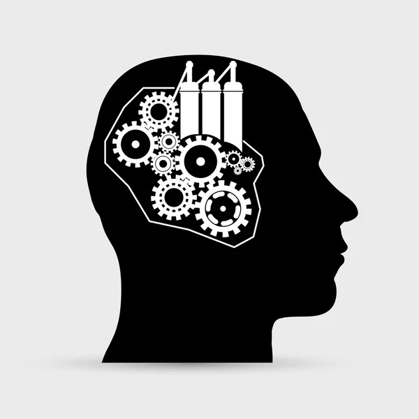 Concepto de idea de cabeza abstracta con motor de engranajes — Archivo Imágenes Vectoriales