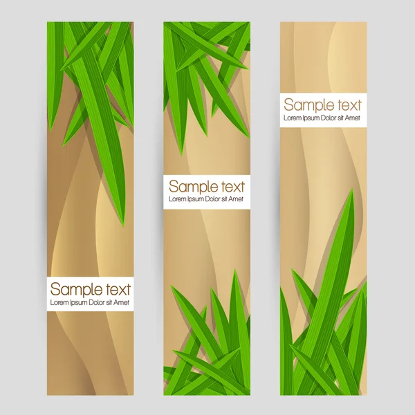 Leaf decorated vector sand banner set — Stock Vector