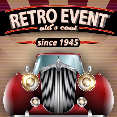 Retro parti el ilanı ile antika araba