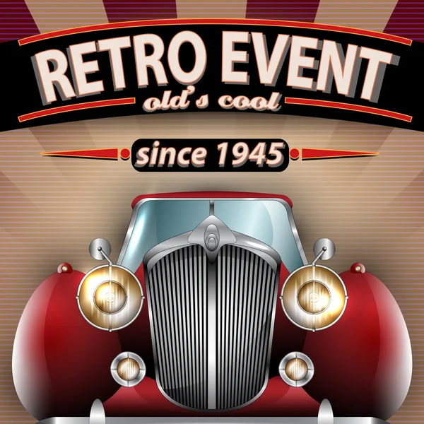 Retro-Party-Flyer mit Oldtimer — Stockvektor