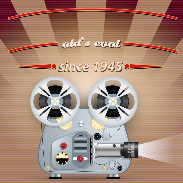 Cartaz de festa retrô com projetor de filme vintage — Vetor de Stock
