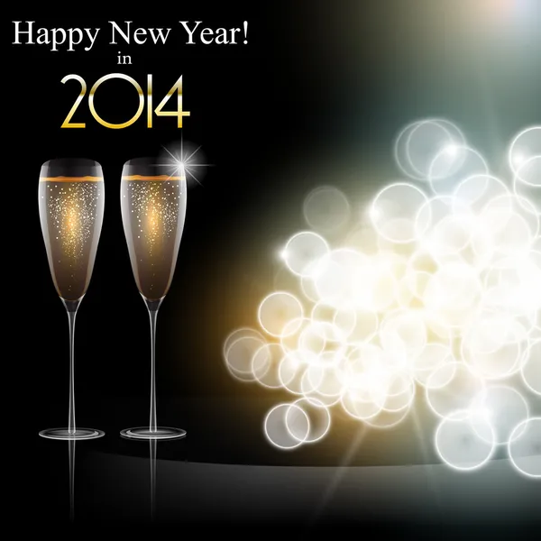 Happy New Year Background with Glass of Champagne — Stock Vector