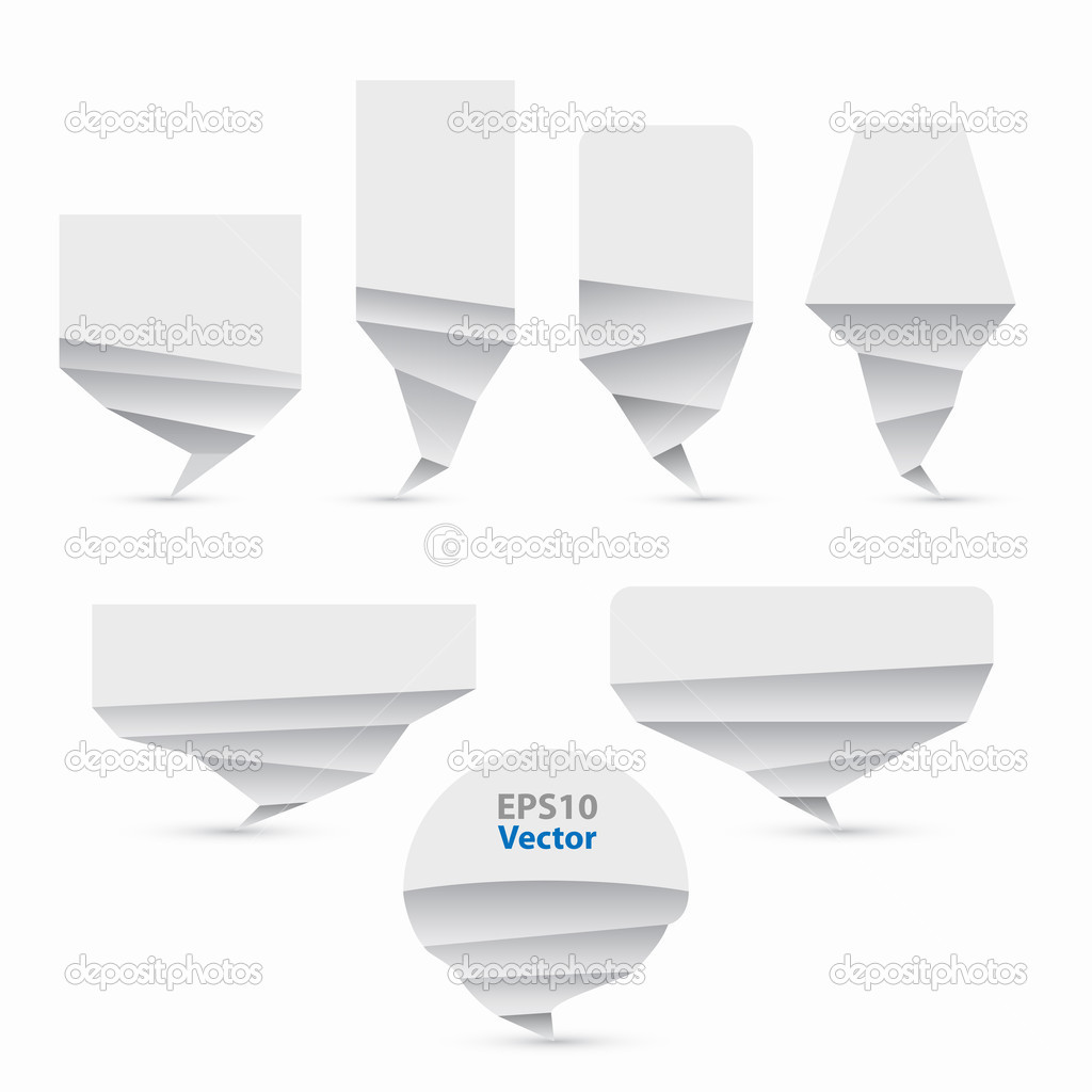 Set of origami style vector speech bubble