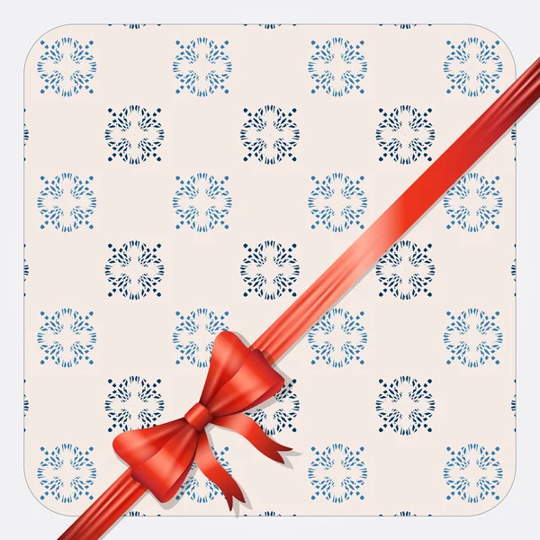 Carte élégante avec noeud cadeau et ruban — Image vectorielle