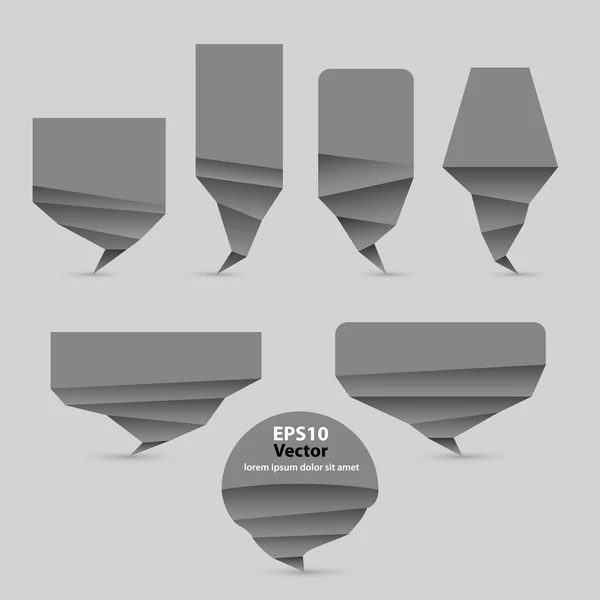 Set of gray origami style vector speech bubble — Stock Vector