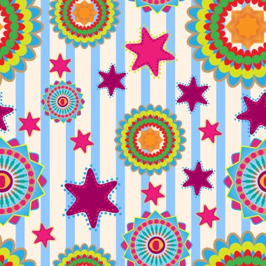 vektör yıldız ile sorunsuz sevimli çiçek arka plan