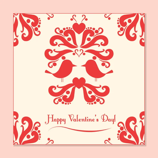 Vector cartão Valentine com pássaros bonitos — Vetor de Stock