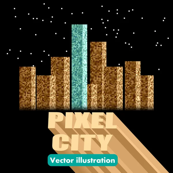 Vector vintage 8-bit paisaje urbano fondo — Archivo Imágenes Vectoriales