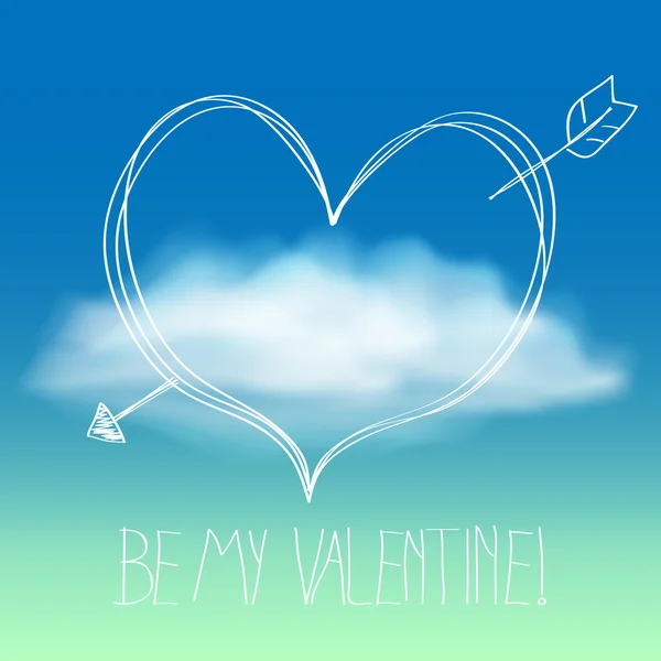 Vector cute valentines day background with cloud — Stock Vector