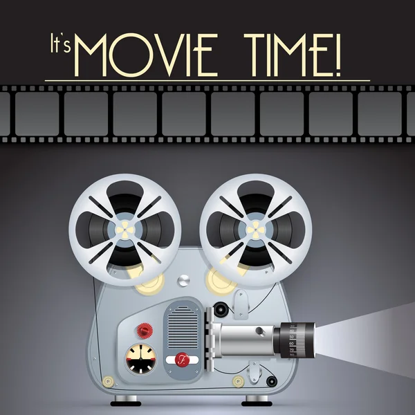 Vector Retro movie poster with Vintage Movie Projector — Stock Vector