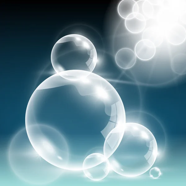 Блестящие векторные пустые стеклянные пузыри с легкими вспышками — стоковый вектор
