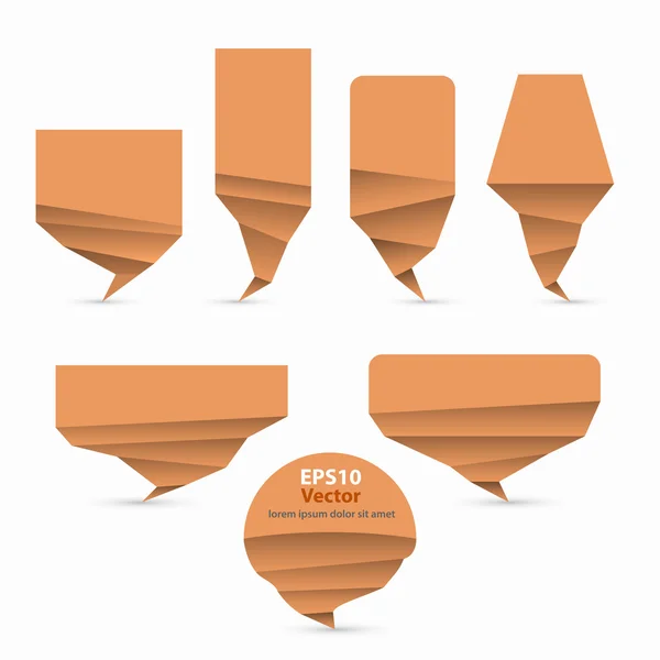 Set van Oranje origami stijl vector tekstballon — Stockvector