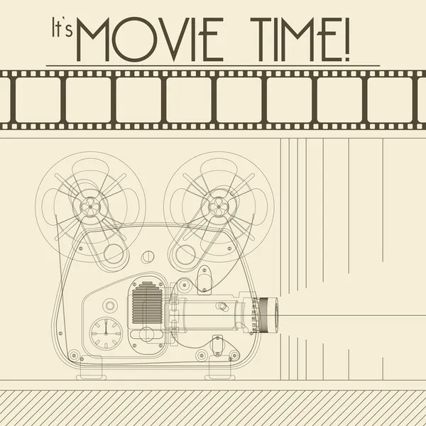 Vector retro filmposter met vintage film projector — Stockvector