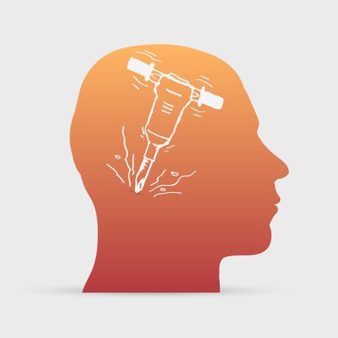 jackhammer simgesi insan kafası elle çizilmiş