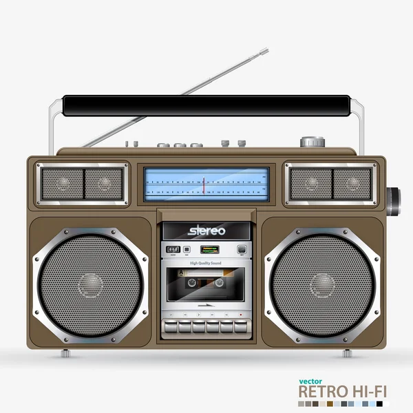 Vector retro Stereo Radio Cassette Recorder — Stock Vector